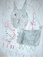 めばえちゃん7歳「魔女の宅急便」の黒猫ジジを描いてくれました